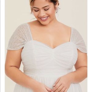 Torrid mesh polka dot tea length wedding dress